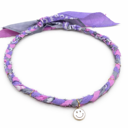 Handmade braided fabric bandana necklace