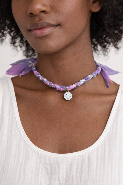 Handmade braided fabric bandana necklace