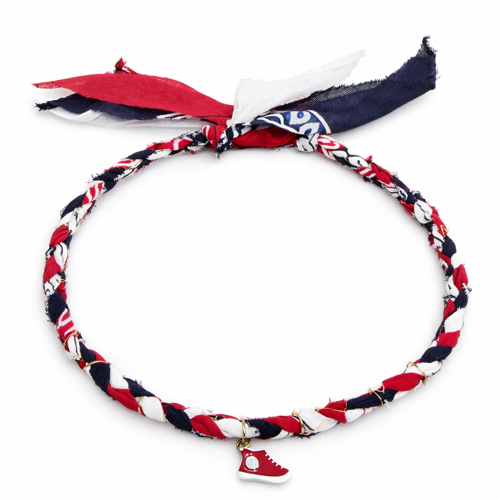 Handmade braided fabric bandana necklace