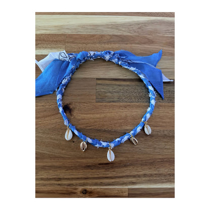 Bandana necklace with 18K Gold Filled Cowrie Shell Pendants