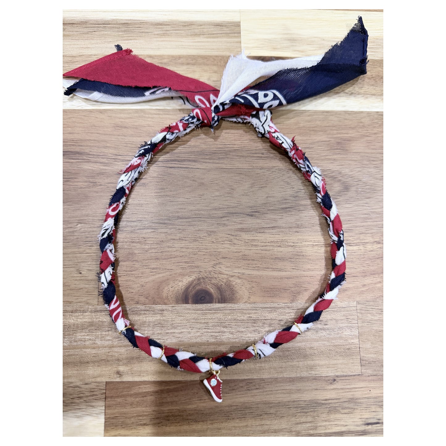 Handmade braided fabric bandana necklace